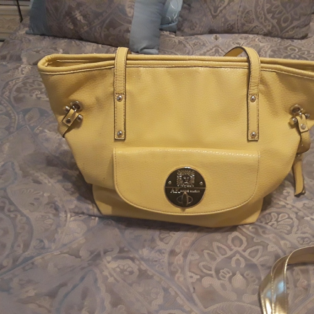 Yellow designer leather pursr